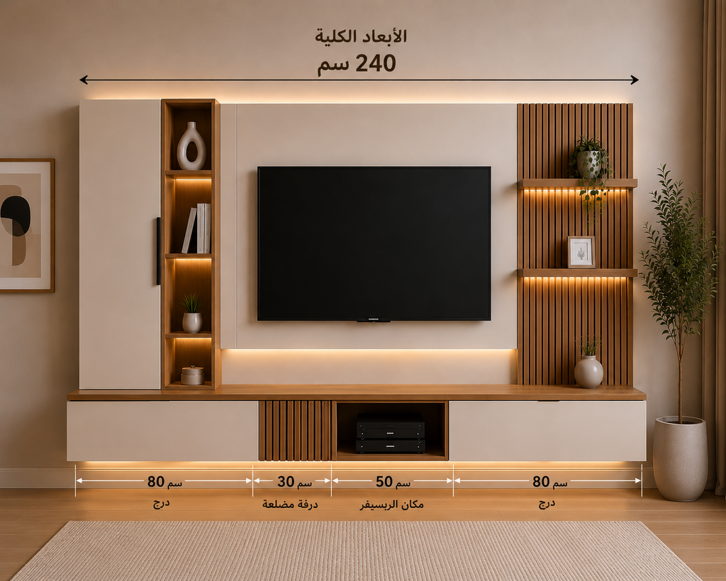 وحدة حائط مودرن للتلفزيون – 240 سم