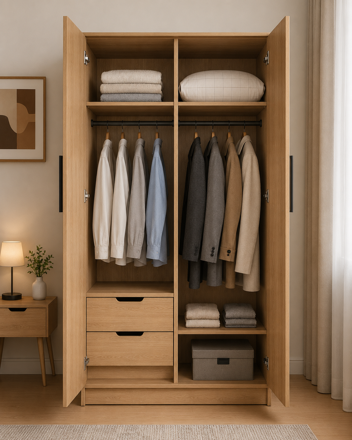 دولاب ملابس مودرن – بابين – 100 × 60 × 200 سم