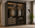 دولاب ملابس زجاجي بأبواب جرار – 180 × 60 × 240 سم