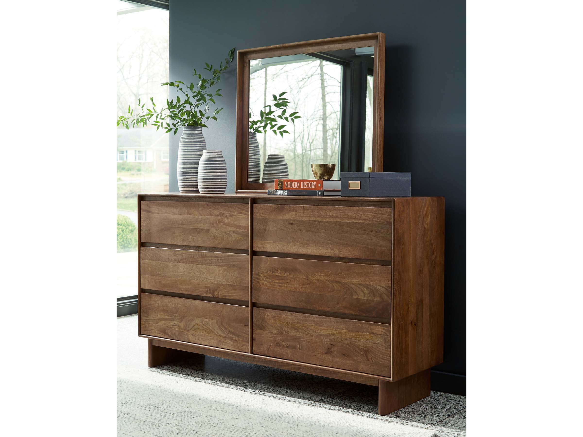 غرفة نوم مودرن من الخشب الطبيعي (Natural Solid Wood Bedroom Set)
